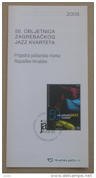 50th ANNIVERSARY OF ZAGREB JAZZ QUARTET - Croatian Post Postage Stamps Prospectus * Music Musique Musica Musik Muziek - Music