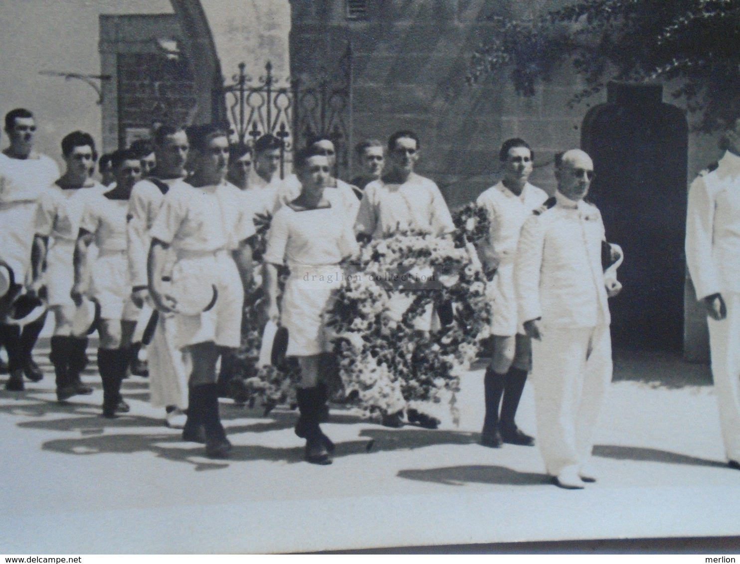 D170195 Old Photo  Ca 1950  - UK Royal Navy Funeral Ceremony - Malta  - E.V. Bosco  Hamrun - Lieux