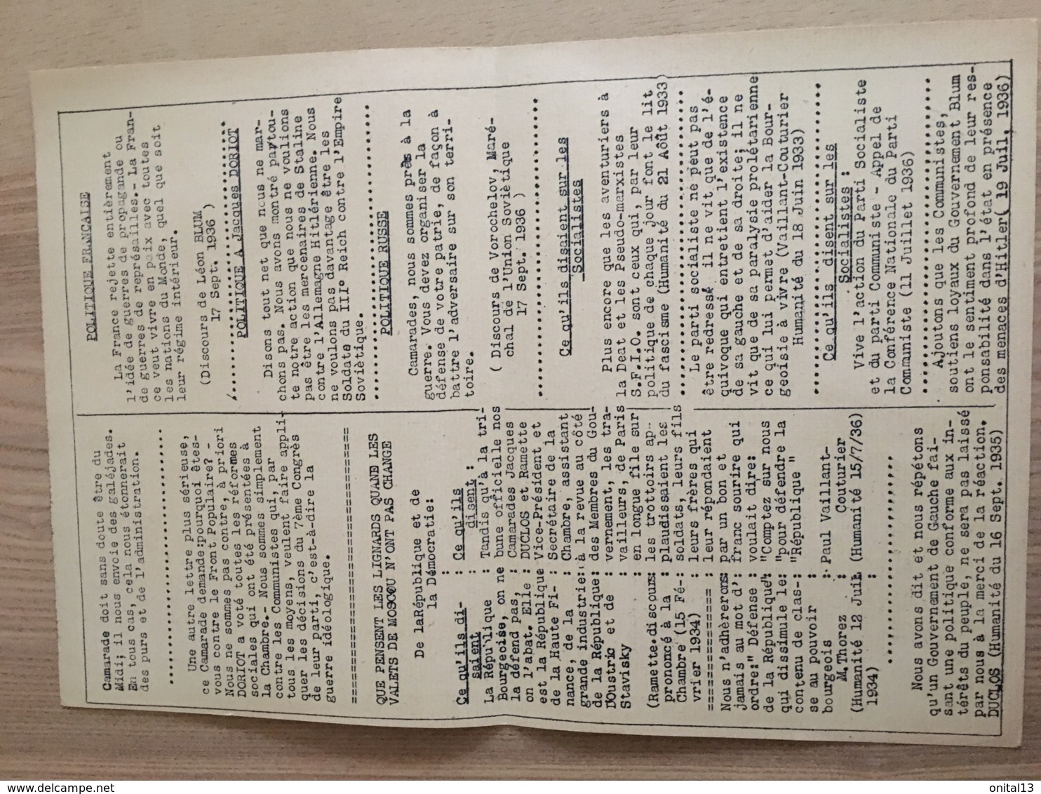 1936 JOURNAL LA LUMIERE SECTION DU GAZ  SAINT DENIS  / PPF / PARTI POPULAIRE FRANCAIS / DORIOT / ANTI COMMUNISME E33 - Documents Historiques