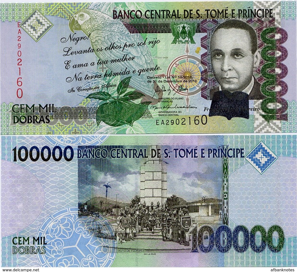 SAINT THOMAS & PRINCE       100,000 Dobras       P-69c       31.12.2013       UNC  [ 100000 ] - Sao Tomé Et Principe