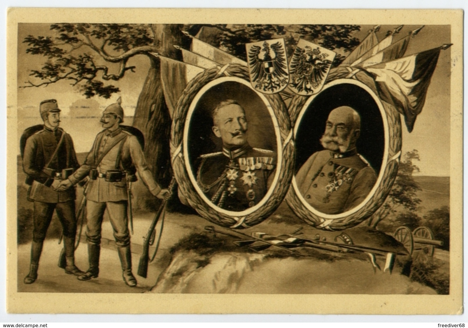 Francesco Giuseppe Asburgo Imperatore D'Austria E Kaiser Gugliemo Hoenzollern Di Prussia Esercito  RARA - Royal Families