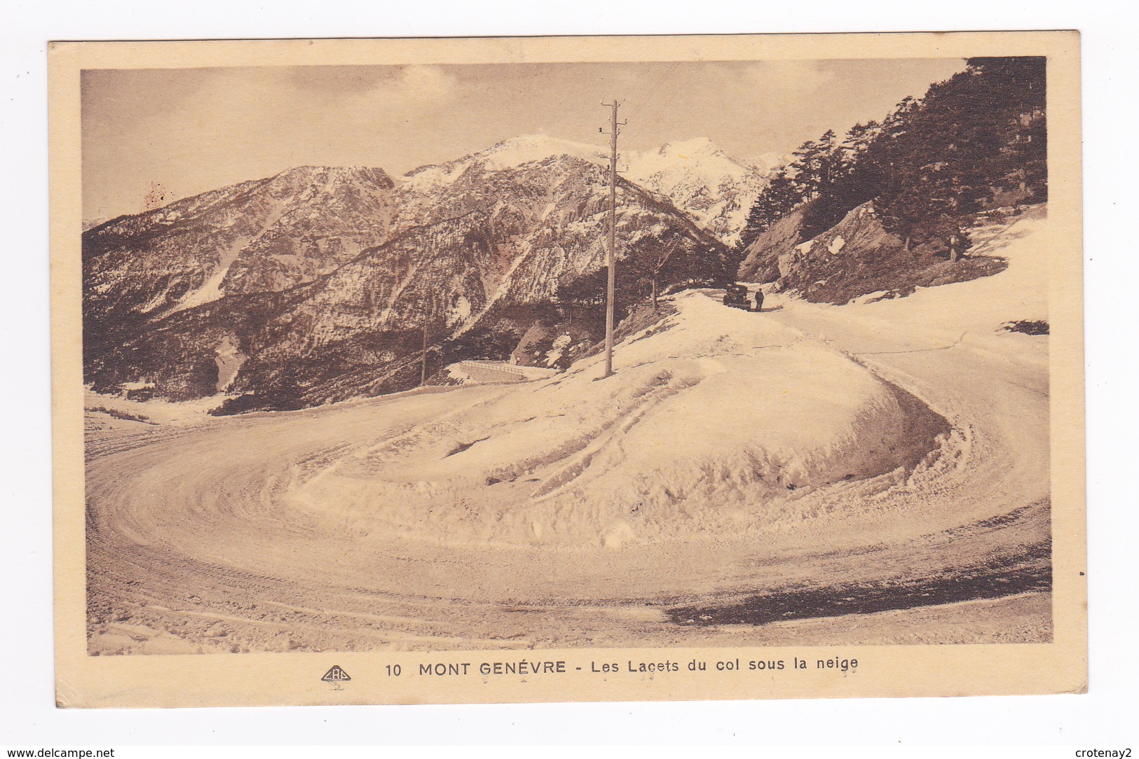 05 Mont Genèvre Ou Montgenèvre Vers Briançon N°10 Les Lacets Du Col Sous La Neige En 1935 VOIR ZOOM AUTO Marque ? - Briancon