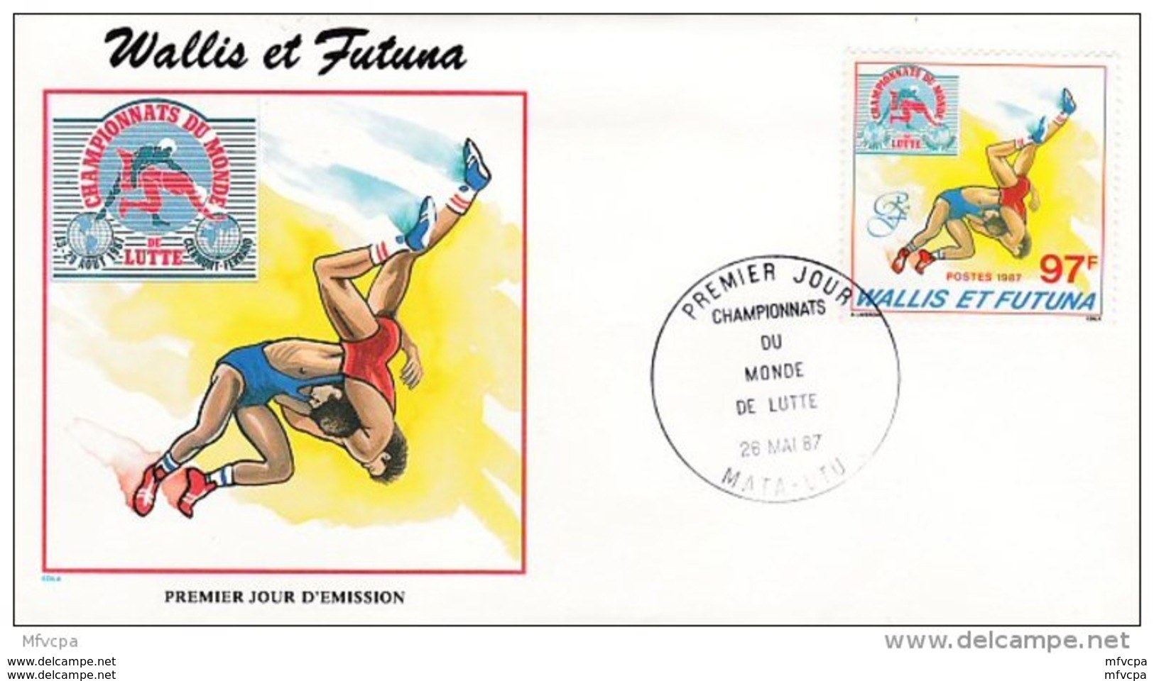 L4P058 WALLIS ET FUTUNA 1987 Sports FDC Championnat Du Monde Lutte 97f Mata-Utu 26 05 1987/envel.  Illus. - Lutte