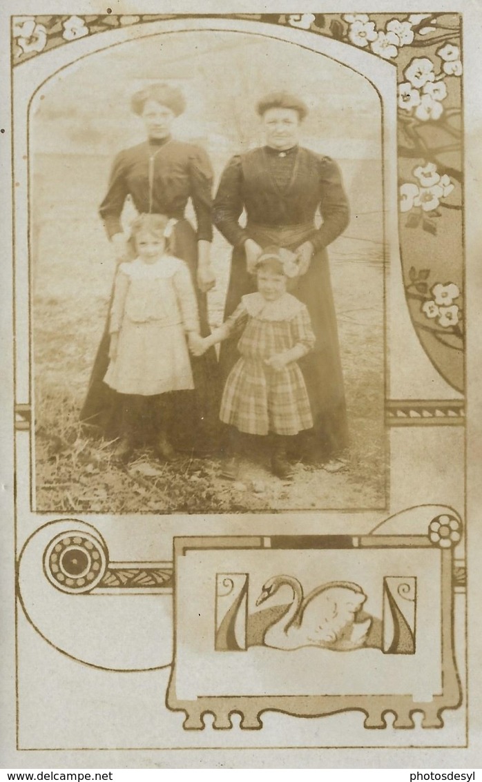 ART DECO - ART NOUVEAU - Duo De Femmes Et Fillettes Dont L'une Est Née En 1889 MODE Début 1900 PHOTO Carte - Anonyme Personen