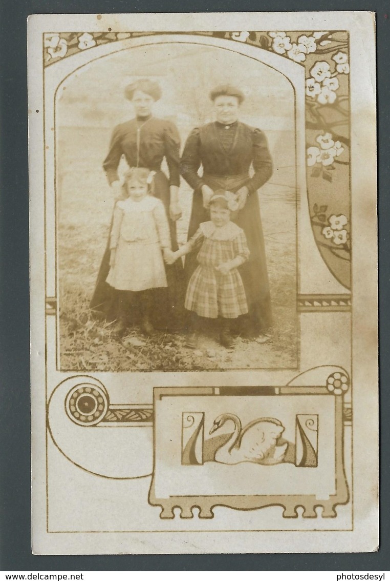 ART DECO - ART NOUVEAU - Duo De Femmes Et Fillettes Dont L'une Est Née En 1889 MODE Début 1900 PHOTO Carte - Personnes Anonymes