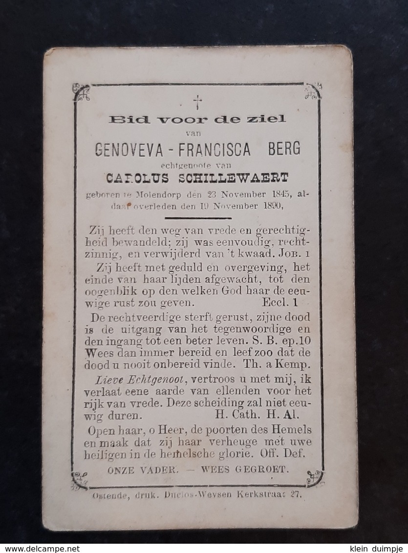 Doodsprentje Genoveva-Francisca Berg. °Molendorp, +Molendorp. Echtgen. Schillewaert. - Overlijden