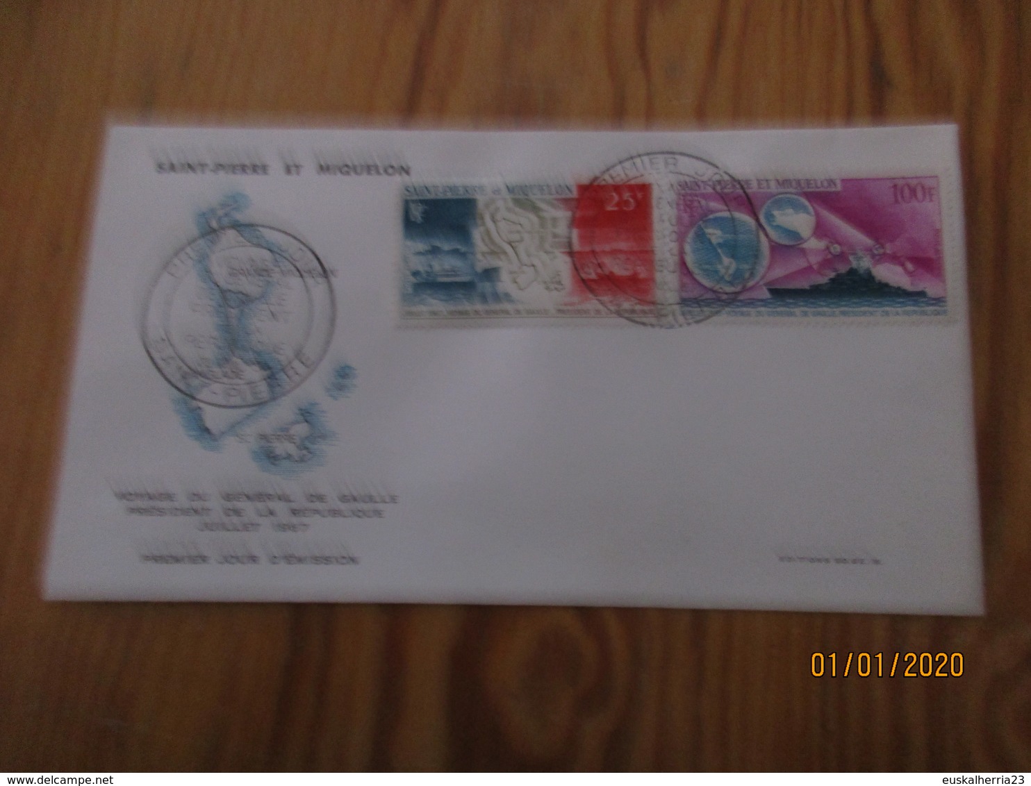 Enveloppe 1er Jour Saint-Pierre Et Miquelon Voyage Du Général De Gaulle 1967 - FDC