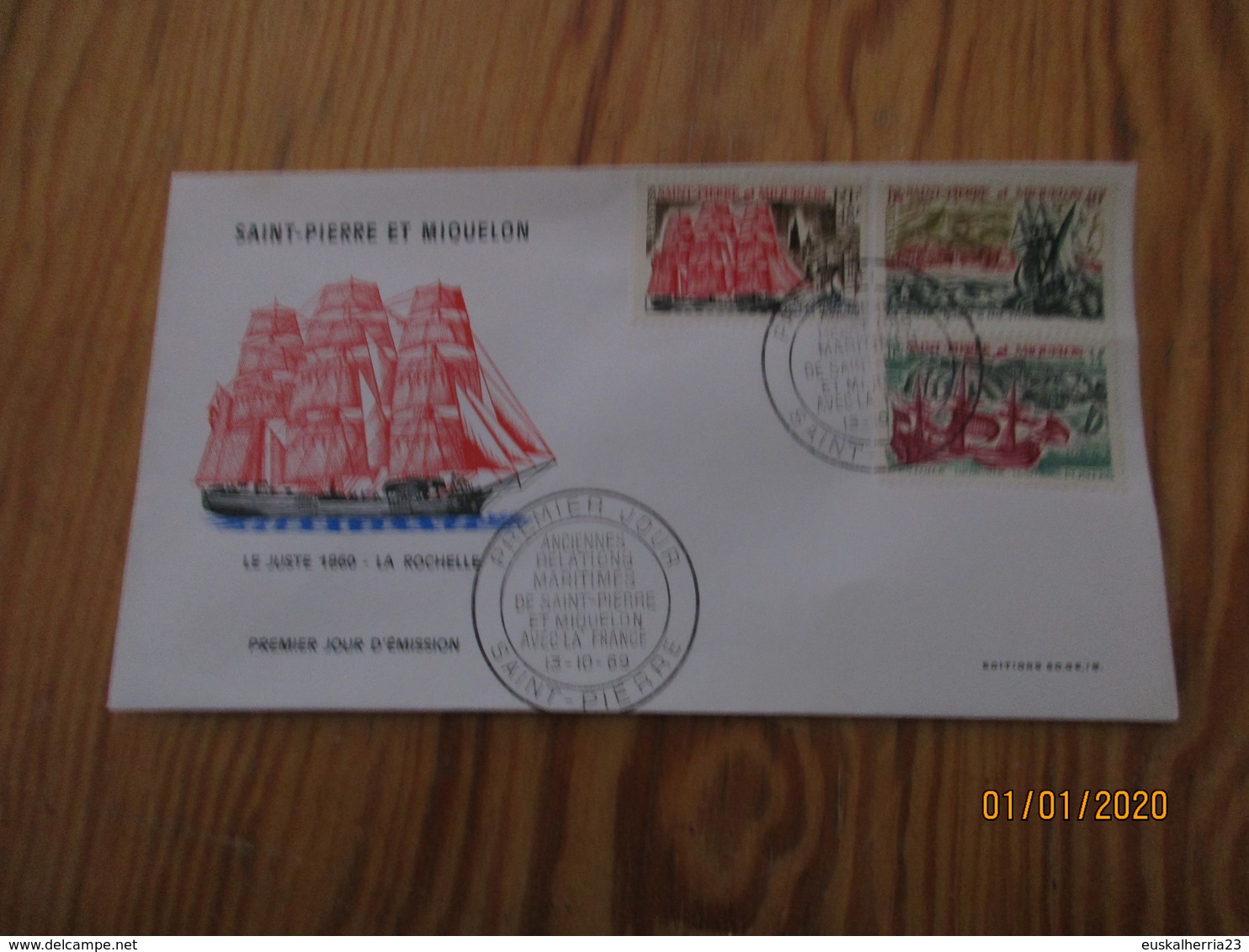 Enveloppe 1er Jour Saint-Pierre Et Miquelon Anciennes Relations Maritimes 1969 - FDC
