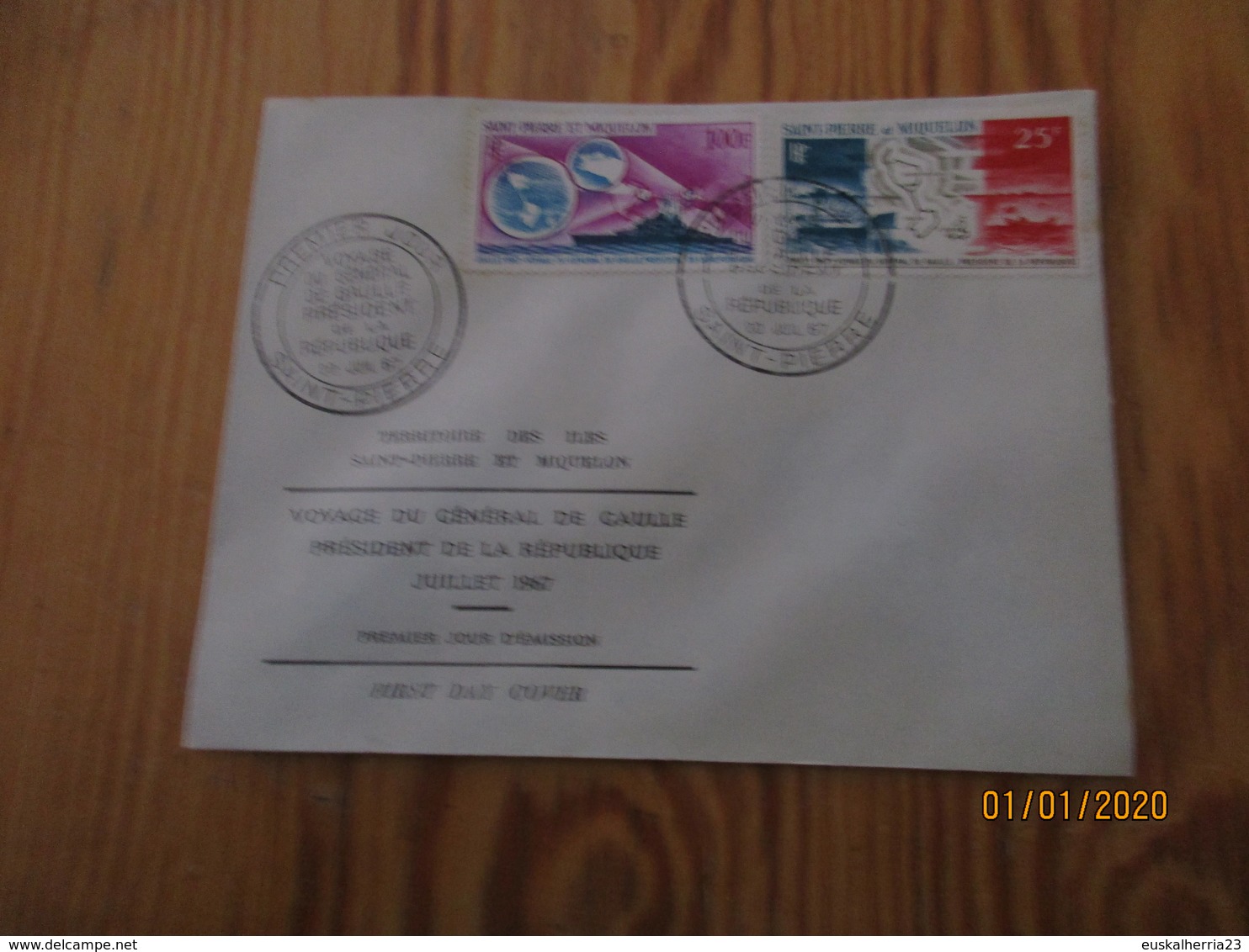 Enveloppe 1er Jour Saint-Pierre Et Miquelon Voyage Du Généran De Gaulle 1967 - FDC