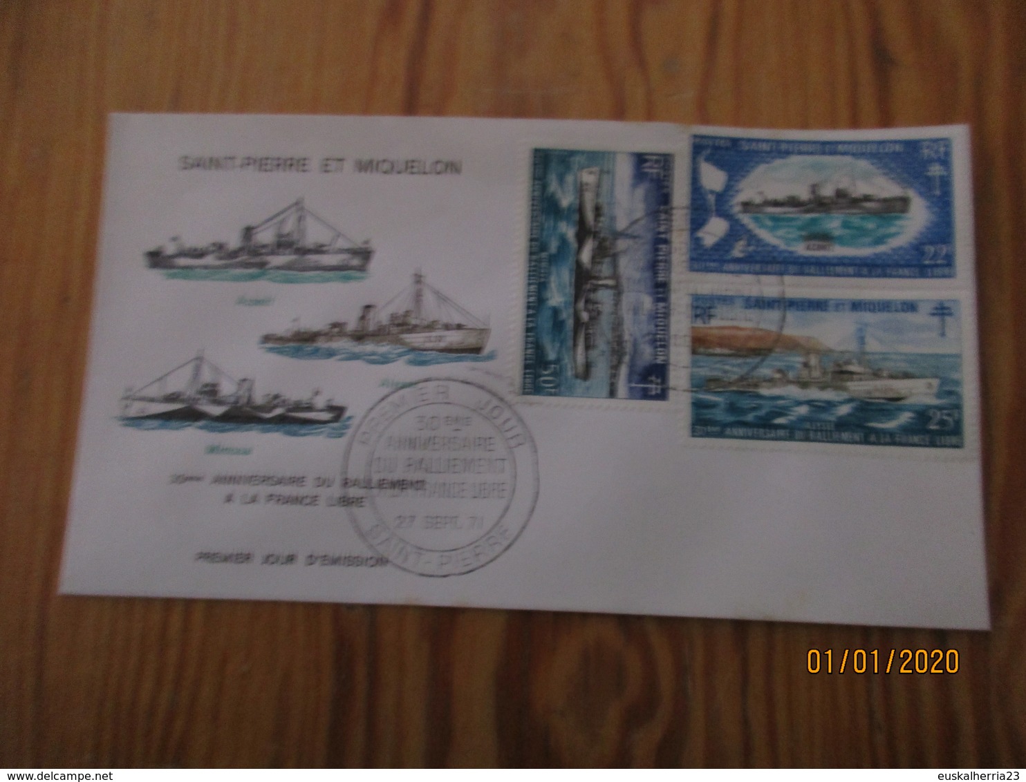 Enveloppe 1er Jour Saint-Pierre Et Miquelon 30ème Anniversaire Du Ralliement à La France Libre 1971 - FDC