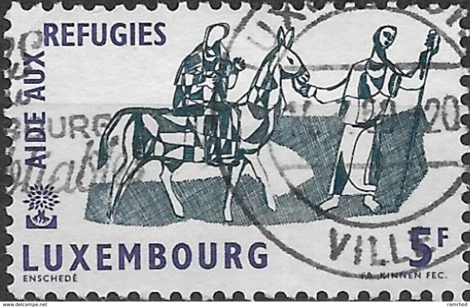LUXEMBOURG 1960 World Refugee Year - 5f. The Flight Into Egypt (Biblical Scene) FU - Usati