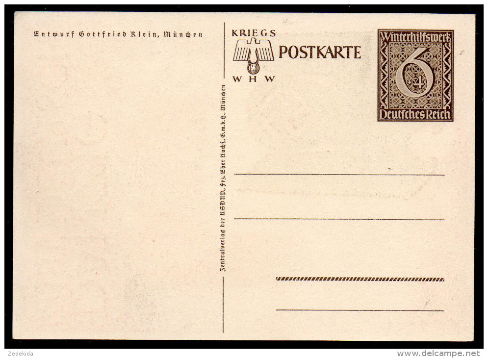 D1830 - Alte Postkarte - Werbekarte Propaganda Danzig Ganzsache WHW - Gottfried Klein - TOP - Pommern