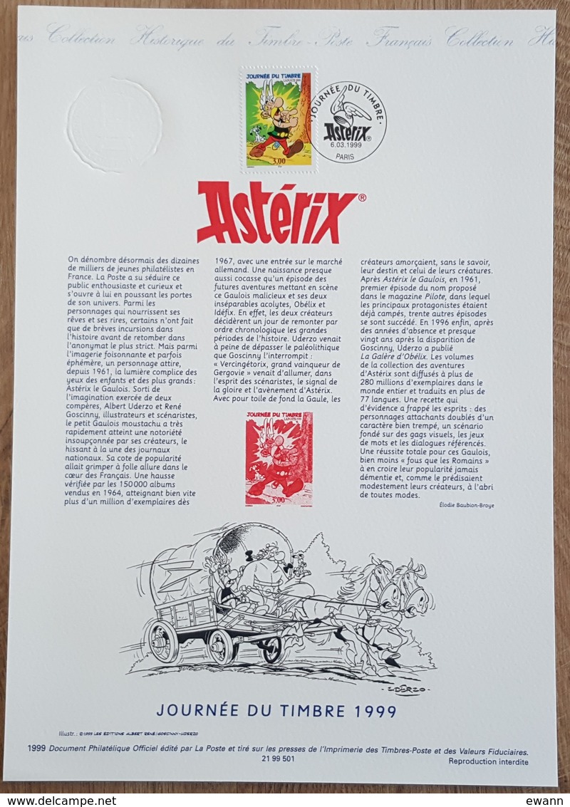 COLLECTION HISTORIQUE - YT N°3225 - JOURNEE DU TIMBRE / ASTERIX - 1999 - 1990-1999