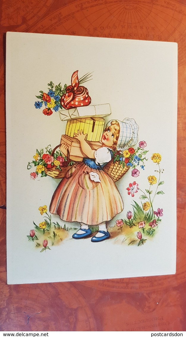 DDR Postcard - Humour - Little Girl And Gifts - Hausen, Lungers