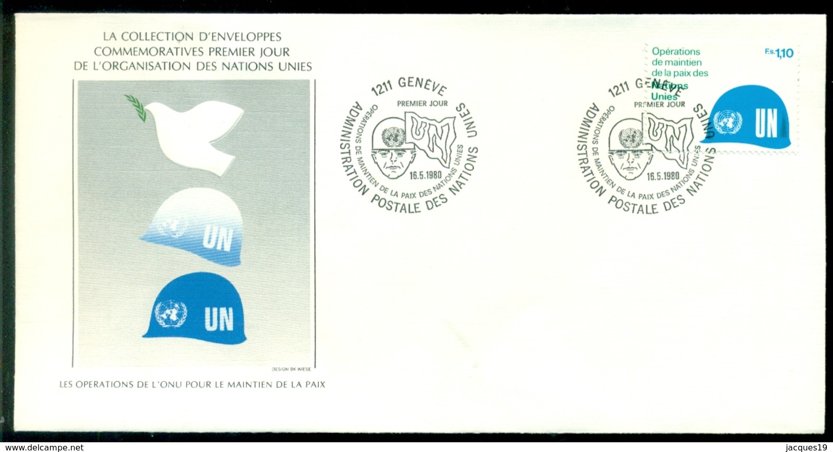 United Nations Geneva 1980 FDC Peacekeeping Operations Scott Series # 92 - FDC