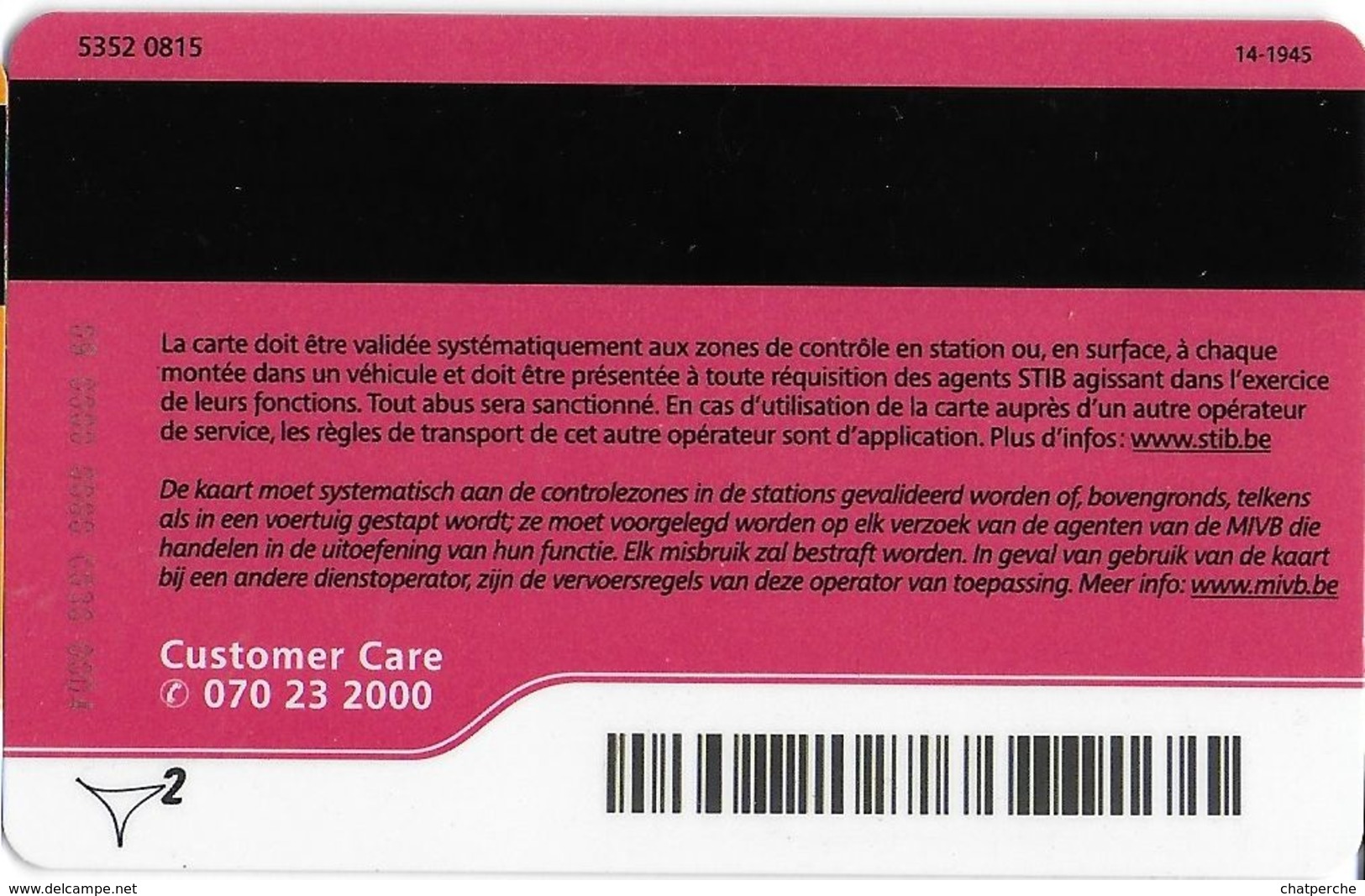 TICKET BILLET TRANSPORT AUTOBUS TRAMWAY METRO METRO BUS BRUXELLES BELGIQUE  MOBIB - Autres & Non Classés