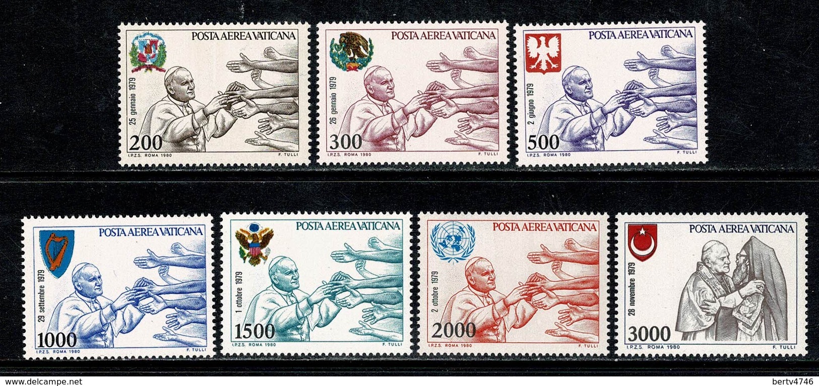 Vaticane 1980 Yv PA 66/72**,   MNH - Poste Aérienne