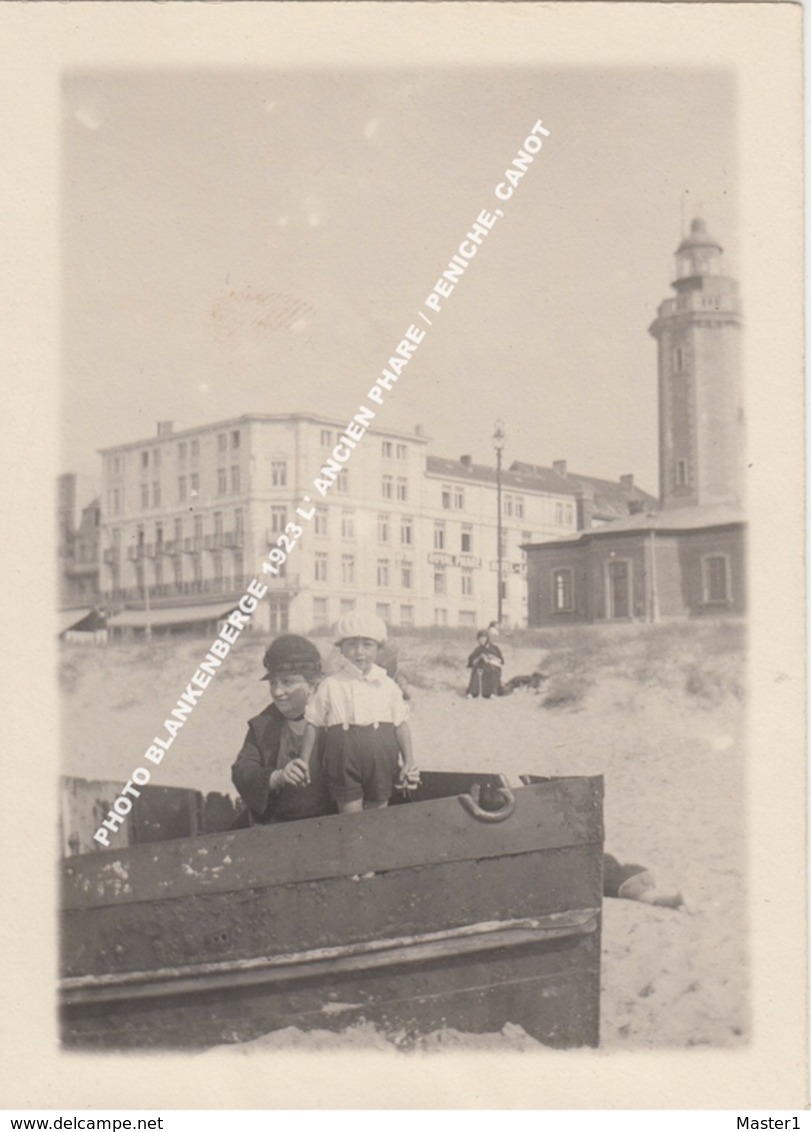 PHOTO BLANKENBERGE 1923 L' ANCIEN PHARE / PENICHE, CANOT - Blankenberge