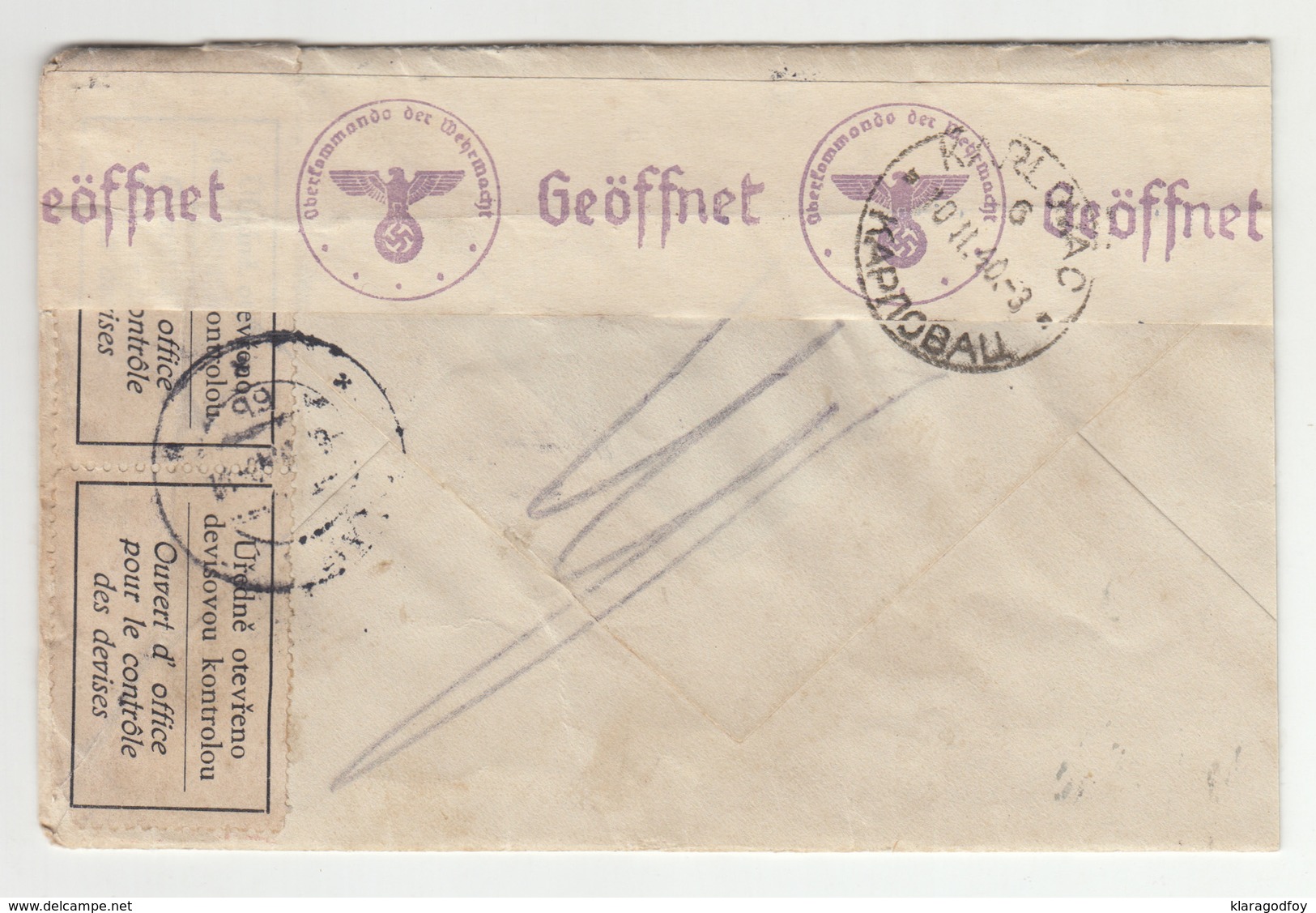 Bohemia & Moravia Letter Cover Posted 1940 To Karlovac - Censored Bb200101 - Covers & Documents