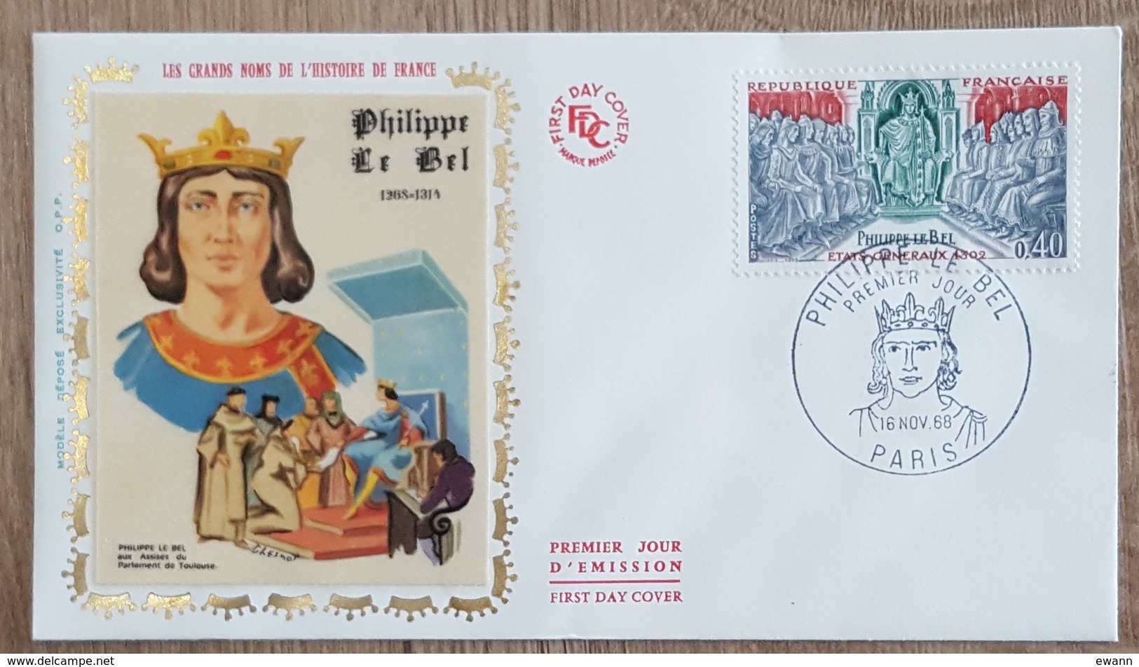 FDC 1968 - YT N°1577 - PHILIPPE LE BEL - PARIS - 1960-1969