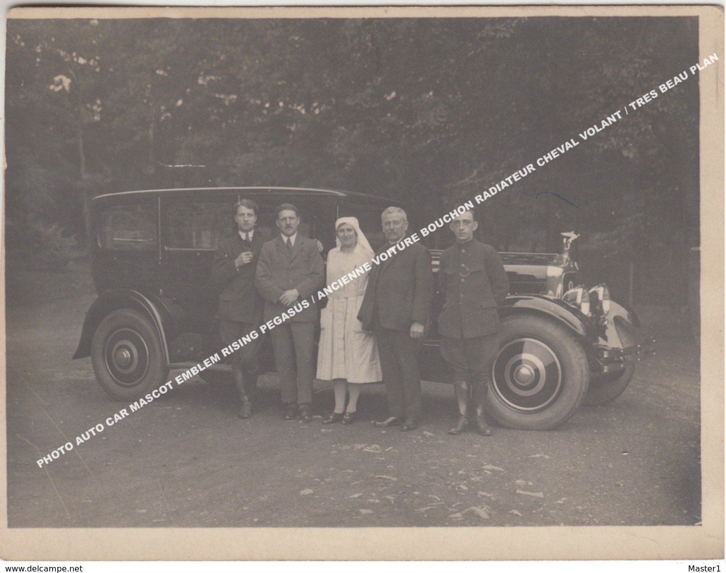 PHOTO AUTO CAR MASCOT EMBLEM RISING PEGASUS / ANCIENNE VOITURE BOUCHON RADIATEUR CHEVAL VOLANT / TRES BEAU PLAN - Toerisme