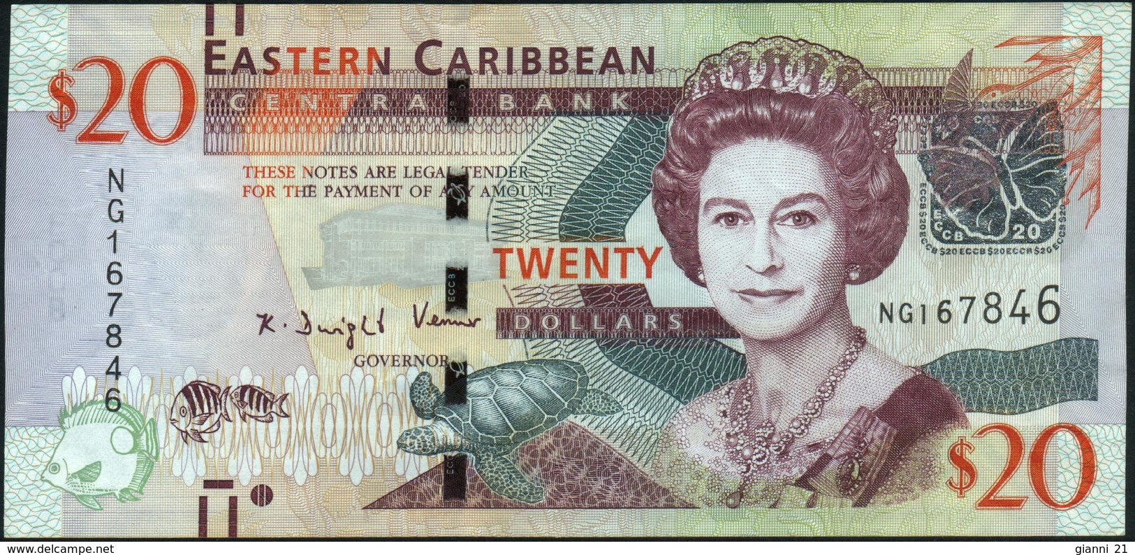 EAST CARIBBEAN STATES - 20 Dollars Nd.(2012) VF+ P.53 B - Caraibi Orientale