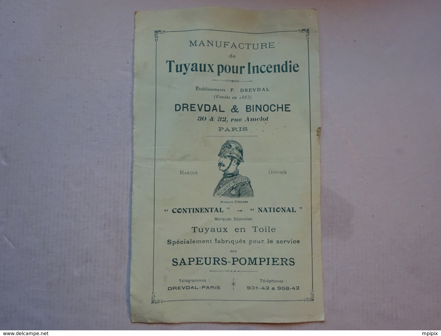 GEO Dépliant Manufacture Tuyaux Pour Incendie Dredval Et Binoche Paris Fournitures Pour Sapeurs Pompiers 1898 - Feuerwehr