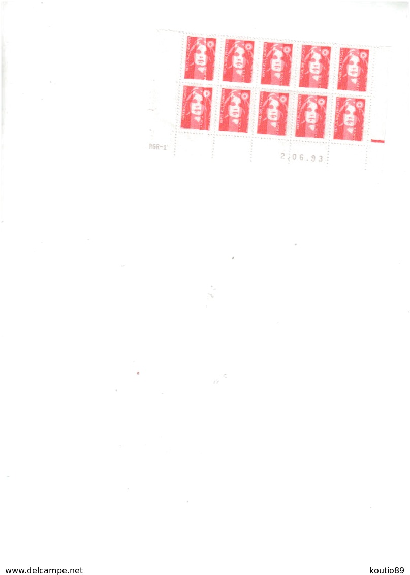 Coin Daté Du N° 2806 Marianne Du Bicentenaiez Sans Valeur Rouge En Date Du 20/06/1993  Compoere 10 Timbres - 1990-1999
