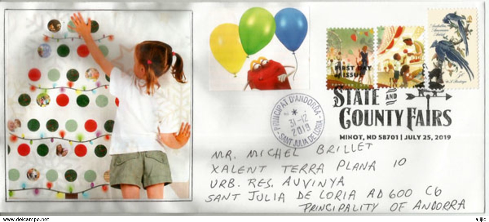 State & County Fairs. North-Dakota . FDC 2019, Sent To Andorra, With Arrival Postmark - 2011-...