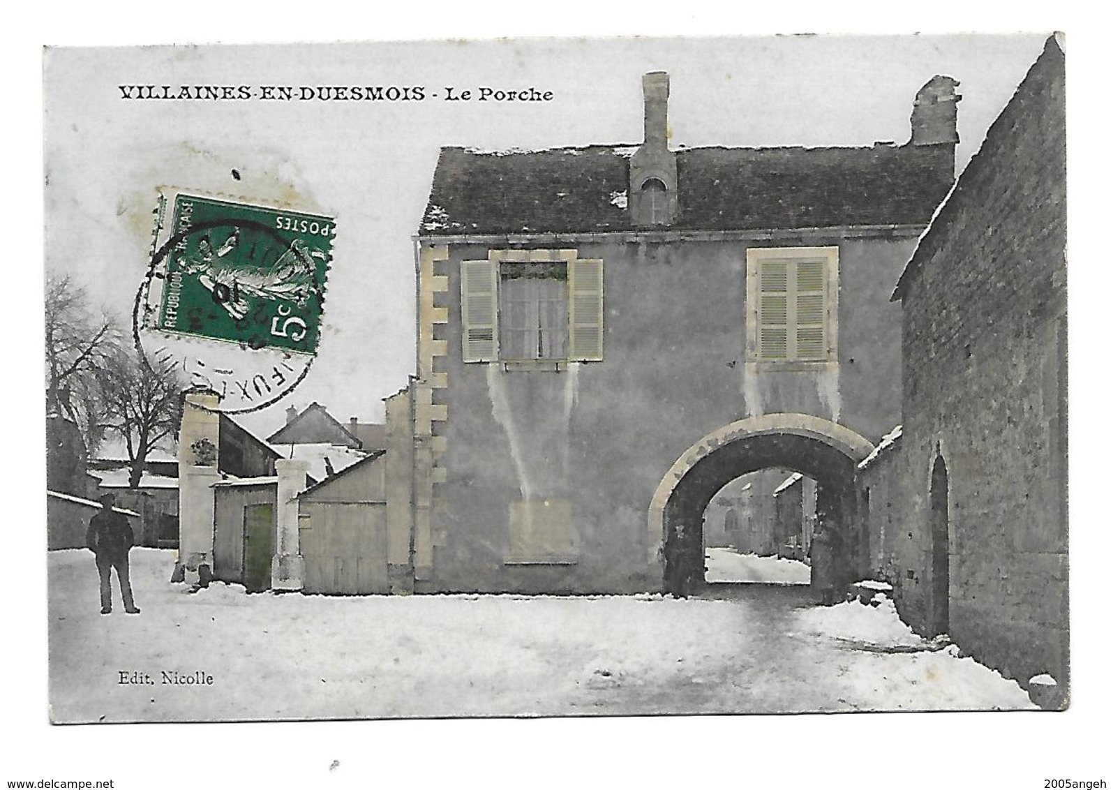 21 Dép.- Villaines-en -Duesmois.- Le Porche. Edit. Nicolle. Carte Postale Ayant Voyagé En 1910, Dos Séparé,bon - Andere & Zonder Classificatie