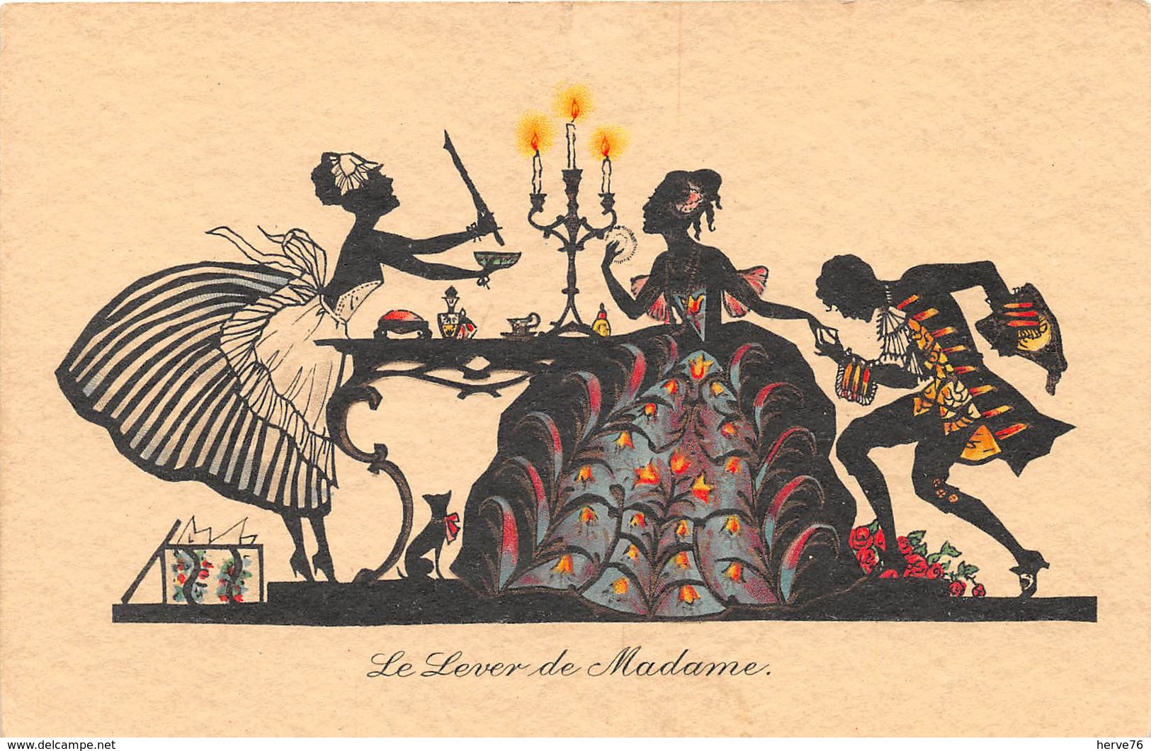 Illustrateur Non Signé - Le Lever De Madame - Silhouette - Fantaisie - 1900-1949
