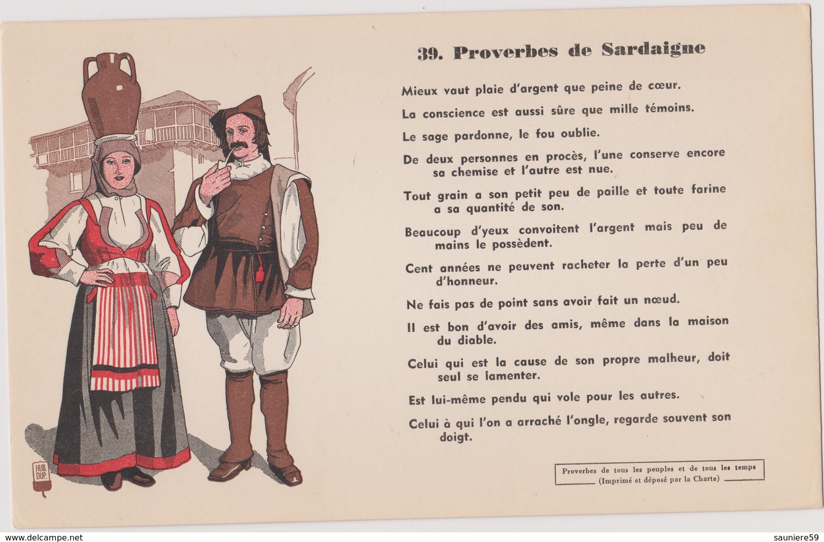 BUVARD EPAIS PEU COURANT PROVERBES DE SARDAIGNE 39 - Autres & Non Classés