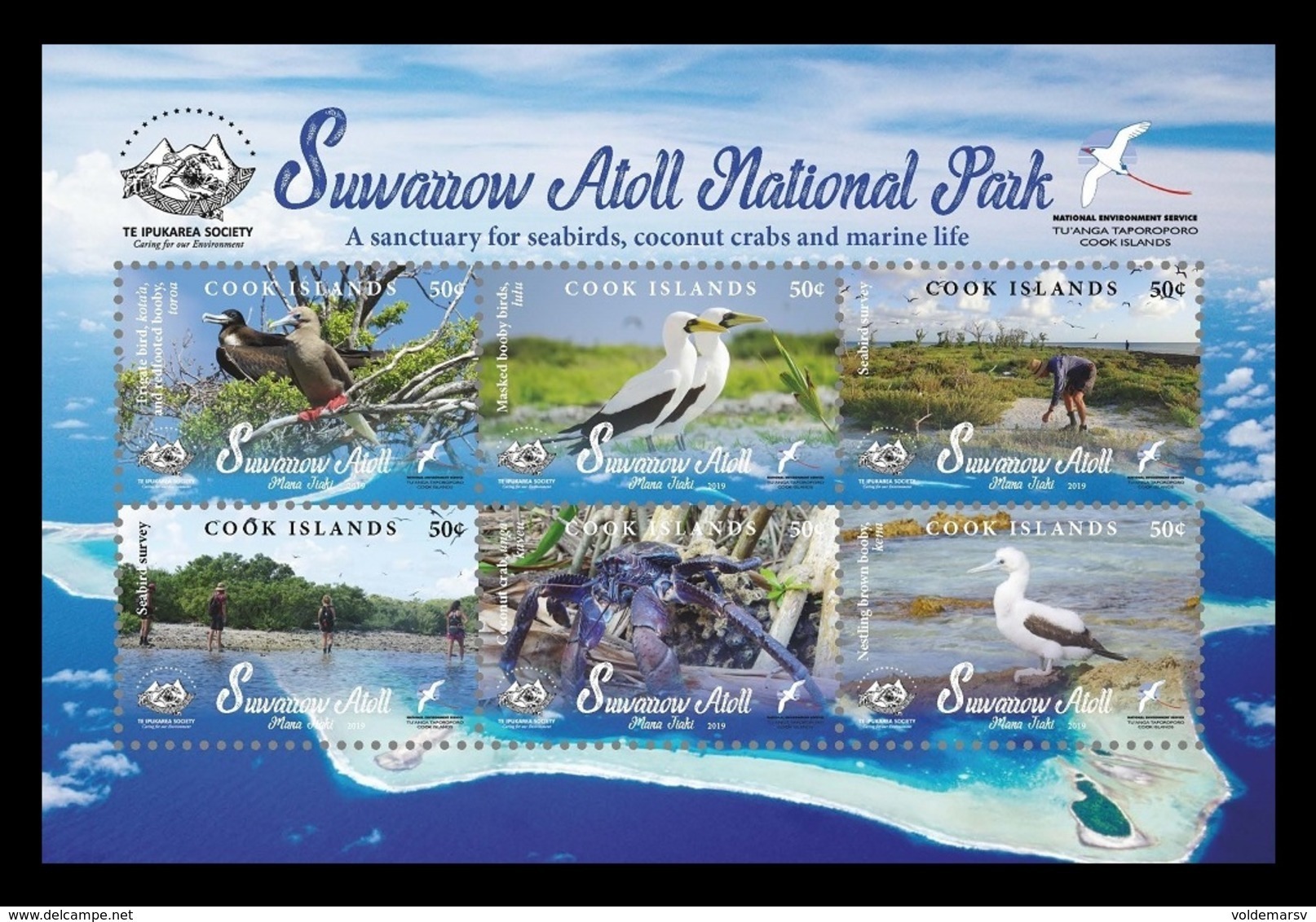 Cook Islands 2019 Mih. 2222/27 (Bl.270) Suwarrow Atoll National Park. Fauna. Birds MNH ** - Islas Cook
