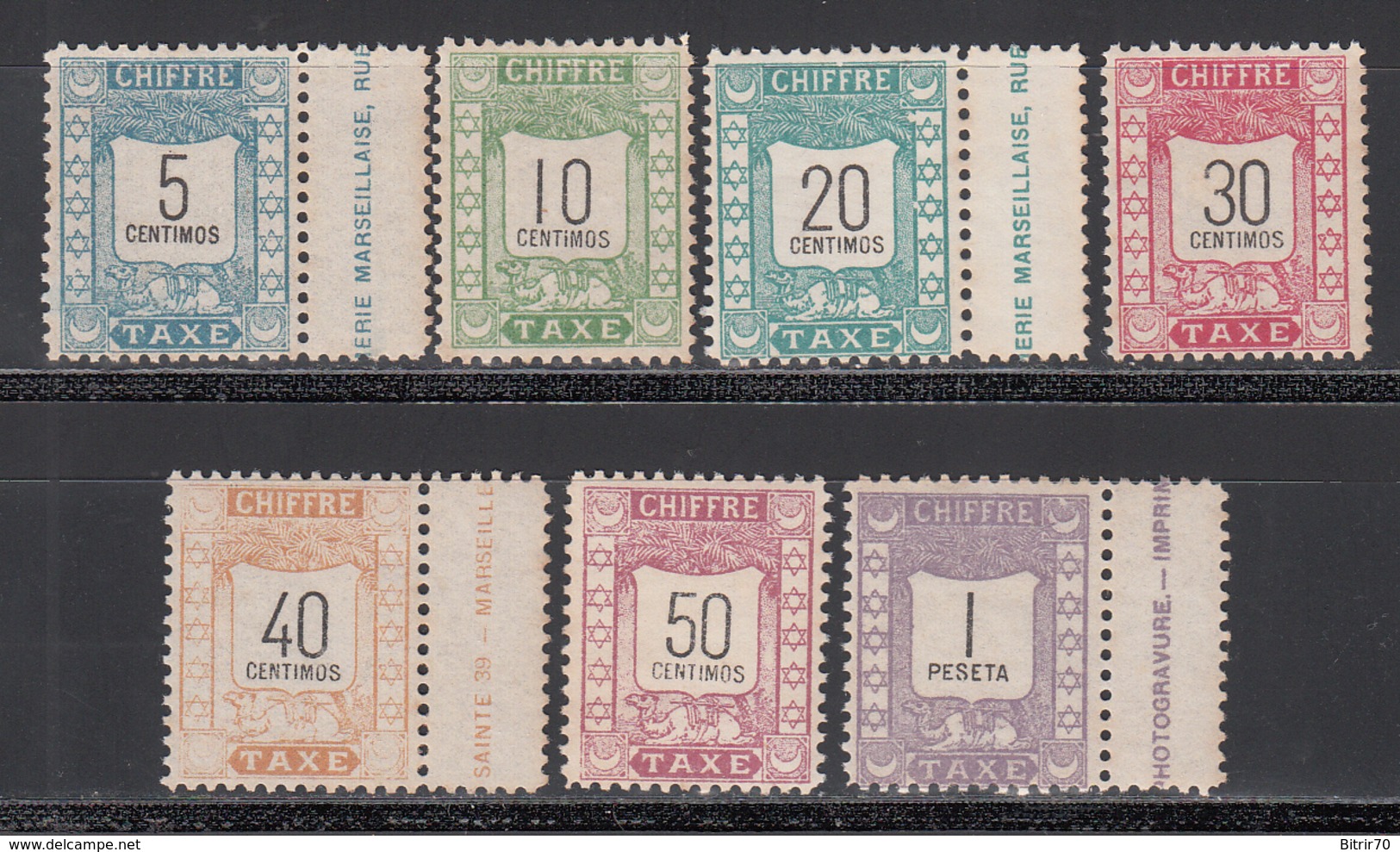 Postes Locales, Mazagan A Marrakech, Taxe 1899  Yvert Nº 69 / 75  MNH - Sellos Locales