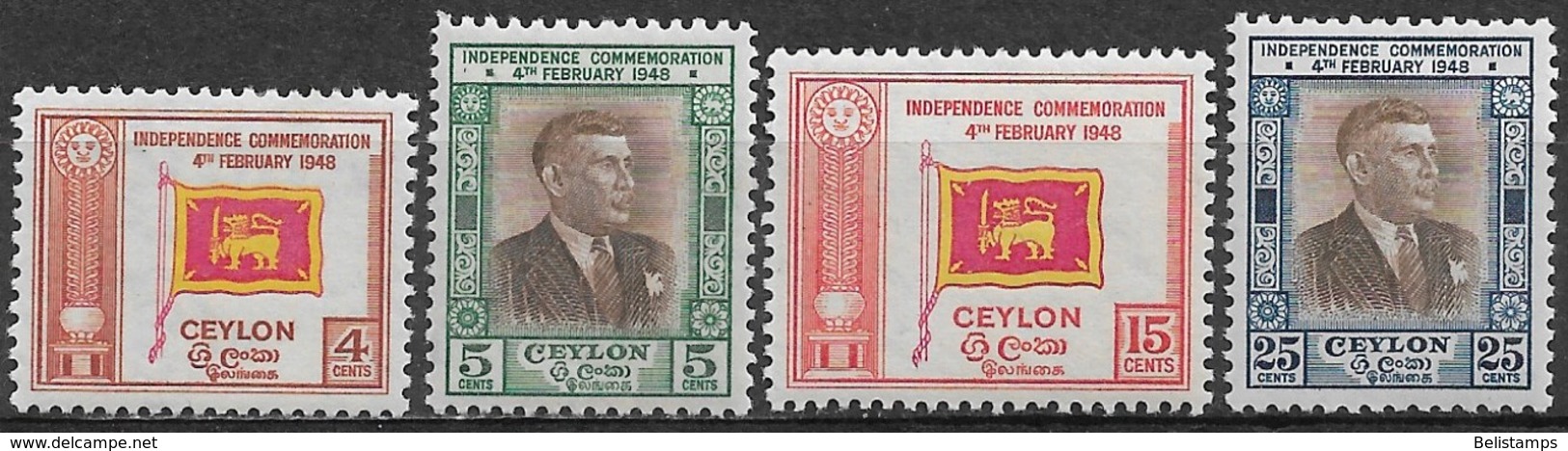 Ceylon (Sri Lanka) 1949. Scott #300-3 (M) Ceylon Independence, Flag & D. S. Senanayake ** Complet Set - Sri Lanka (Ceylon) (1948-...)