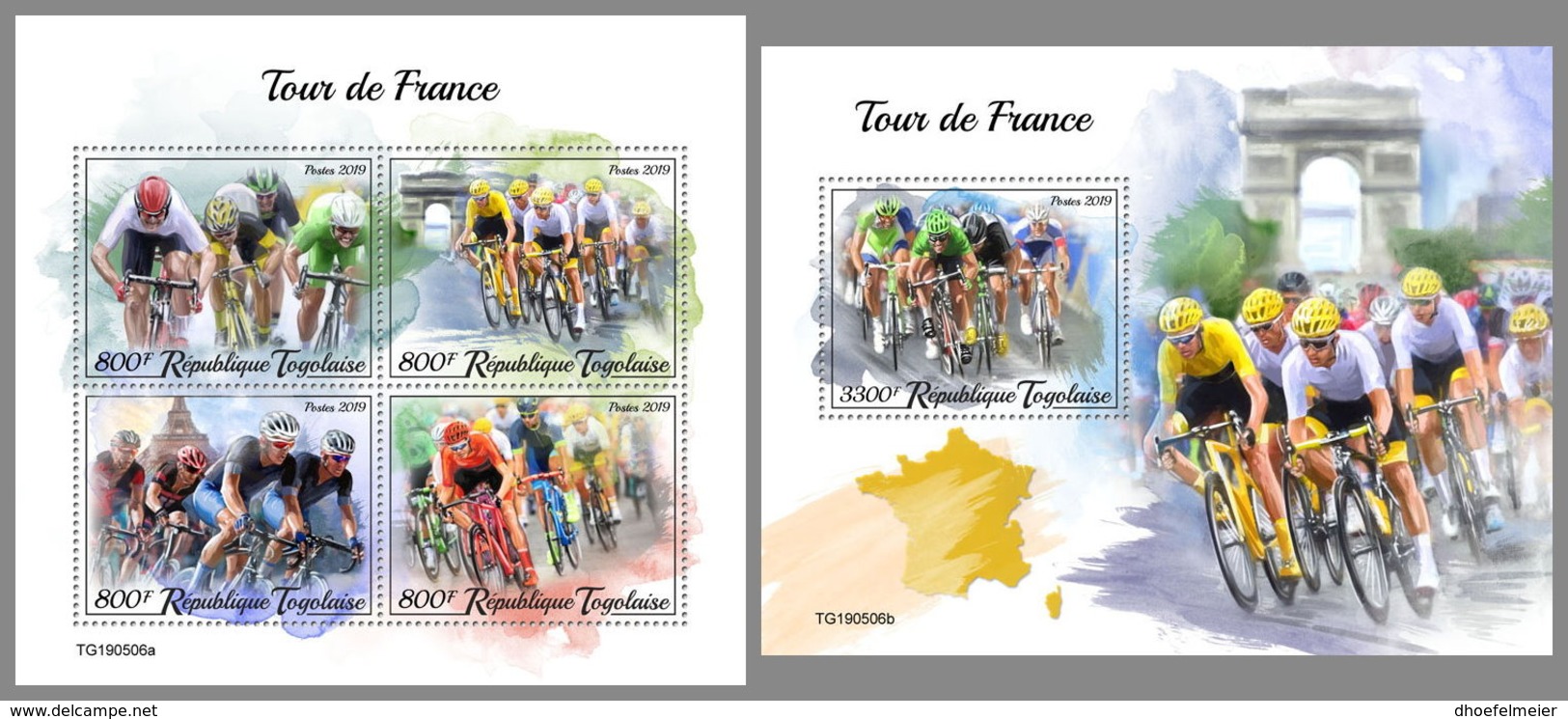 TOGO 2019 MNH Tour De France Bicycle Farräder Velo M/S+S/S - OFFICIAL ISSUE - DH2001 - Cycling