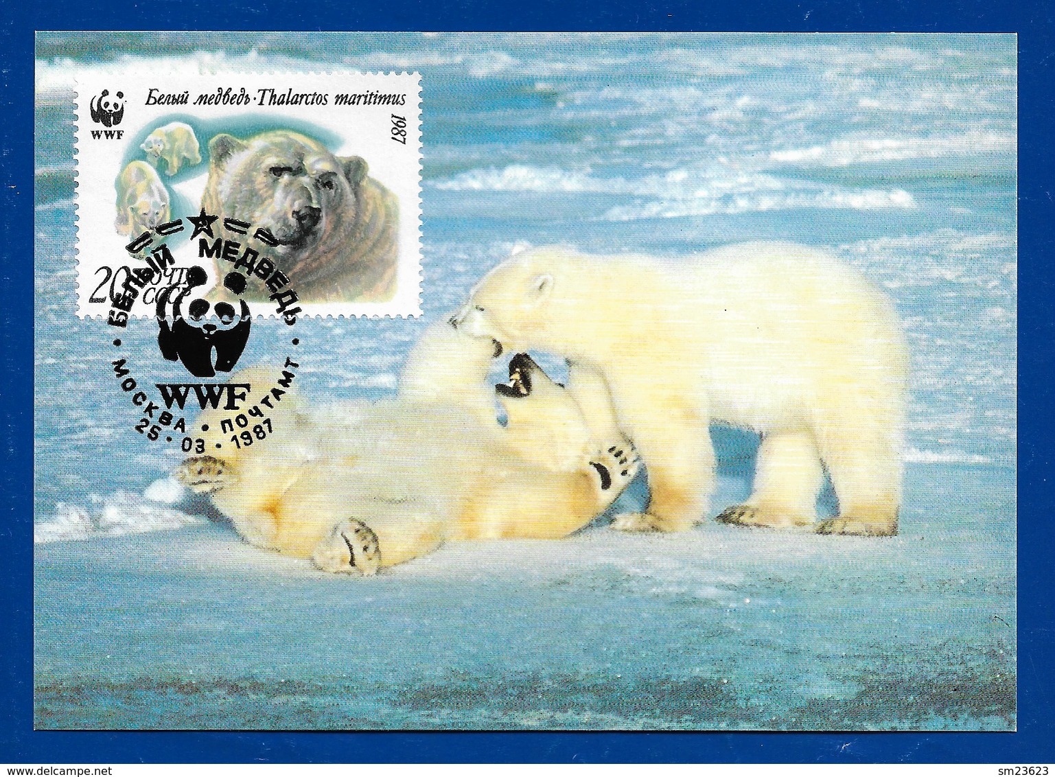 Russland / Russia 1987 Mi.Nr. 5696 , Der Eisbär / Polar Bear - WWF Official Maximum Card - Mockba 25-03-1987 - Tarjetas Máxima