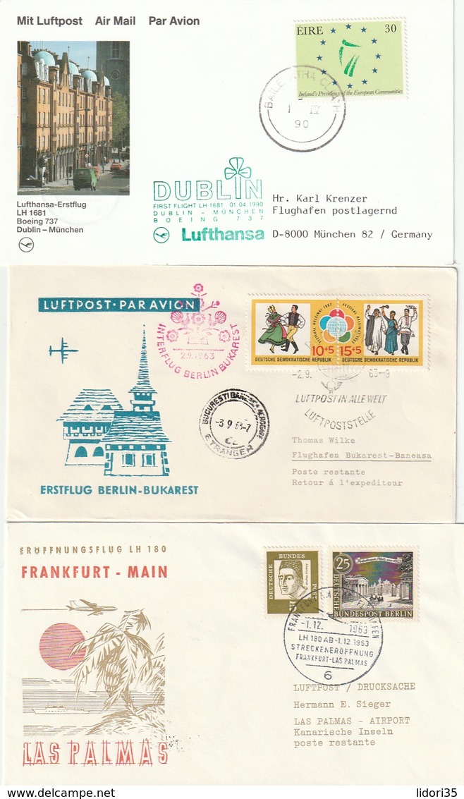 Flugpost / Sammlung mit rd. 75 int. Belegen (meist Erstflugbriefe) (4058-320)