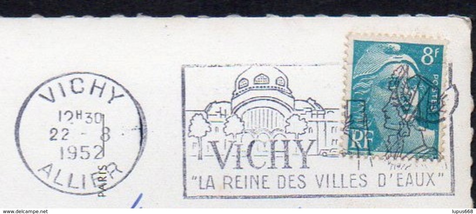 Frankreich  1952;  Flamme D.03  Vichy, La Reine Des Villes D'Eaux - Bäderwesen