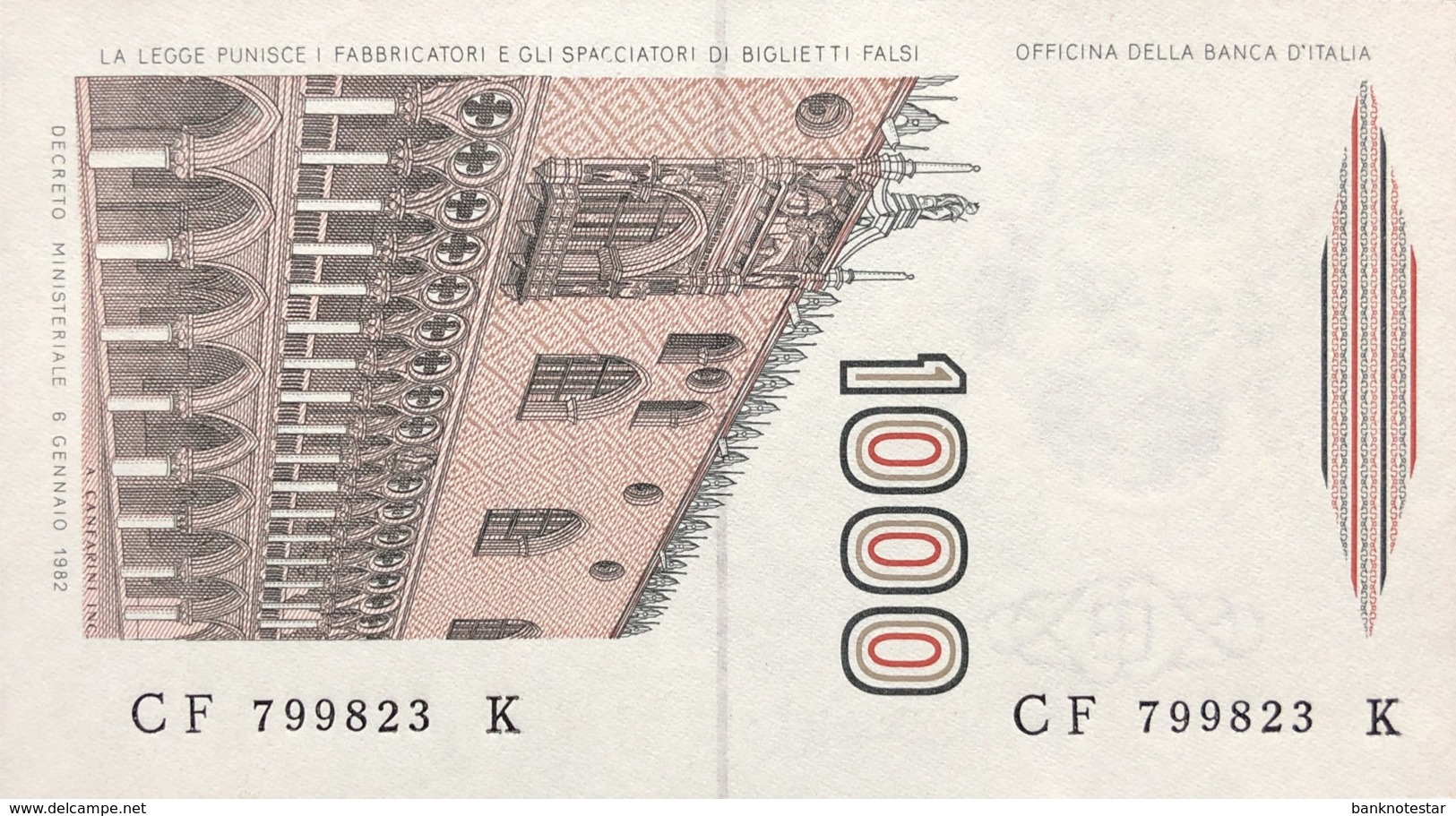 Italy 1.000 Lire, P-109b (6.1.1982) - UNC - 1.000 Lire