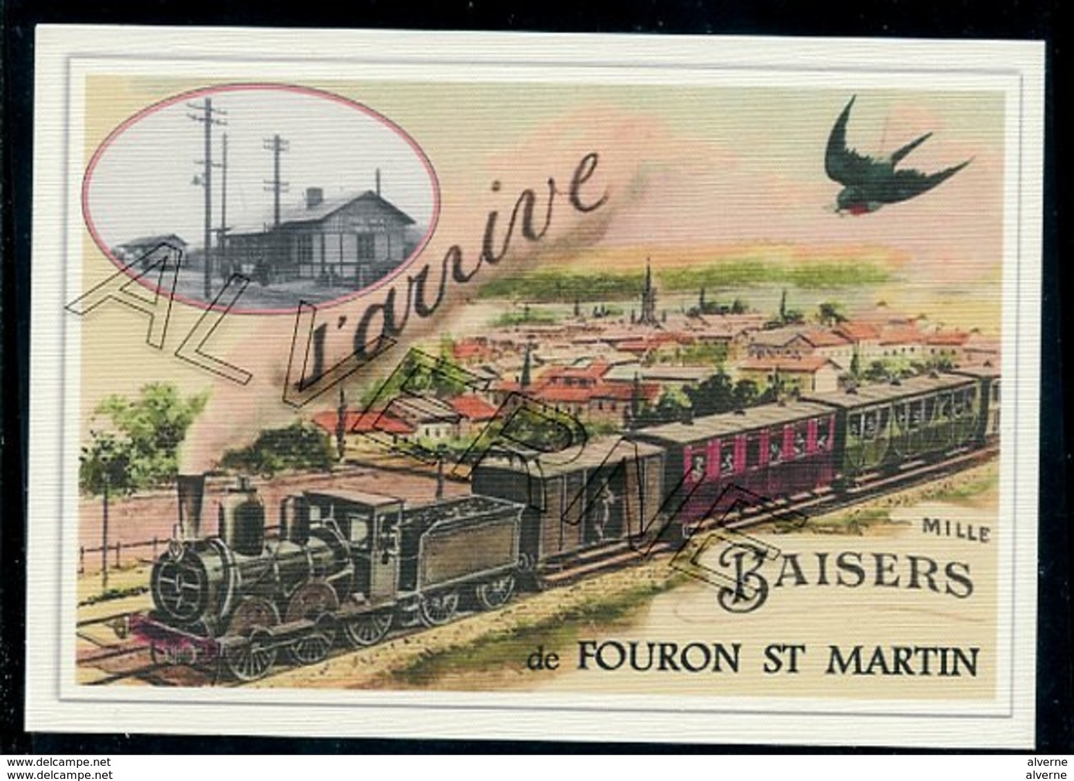 FOURON  ST  MARTIN .....  2 Cartes Souvenirs Gare ... Train  Creations Modernes Série Limitée - Voeren