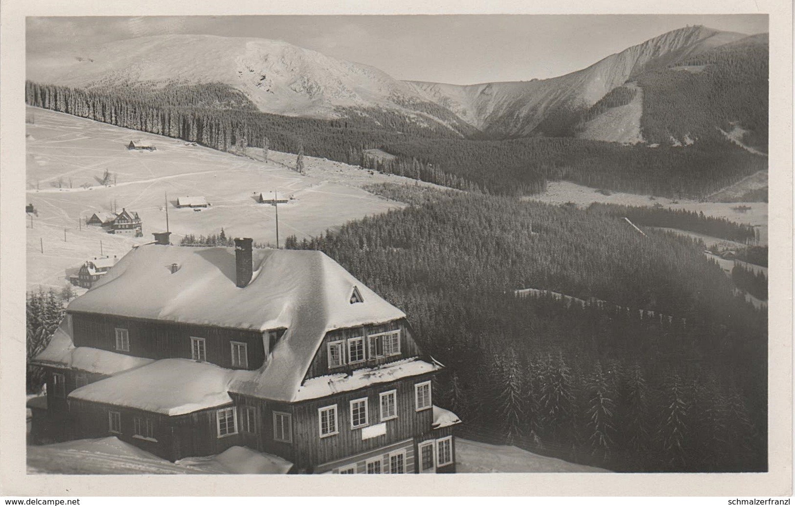 AK Riesengebirge Petzer Pec Snezkou Capkova Bouda Capeks Hütte Chata Baude Zahradky Lenzenberg Lenzenbergbauden Winter - Sudeten