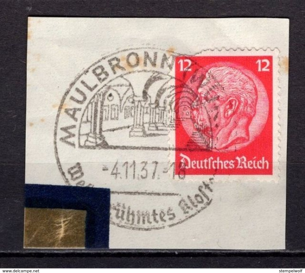 Briefstueck, EF, SoSt Maulbronn 1937 (89029) - Maschinenstempel (EMA)