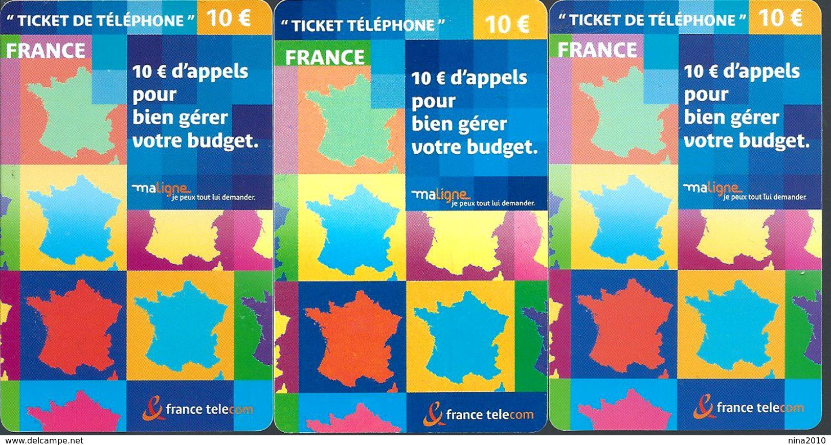 3 Tickets De Téléphone - Verso Et Dates Différentes - FT Tickets