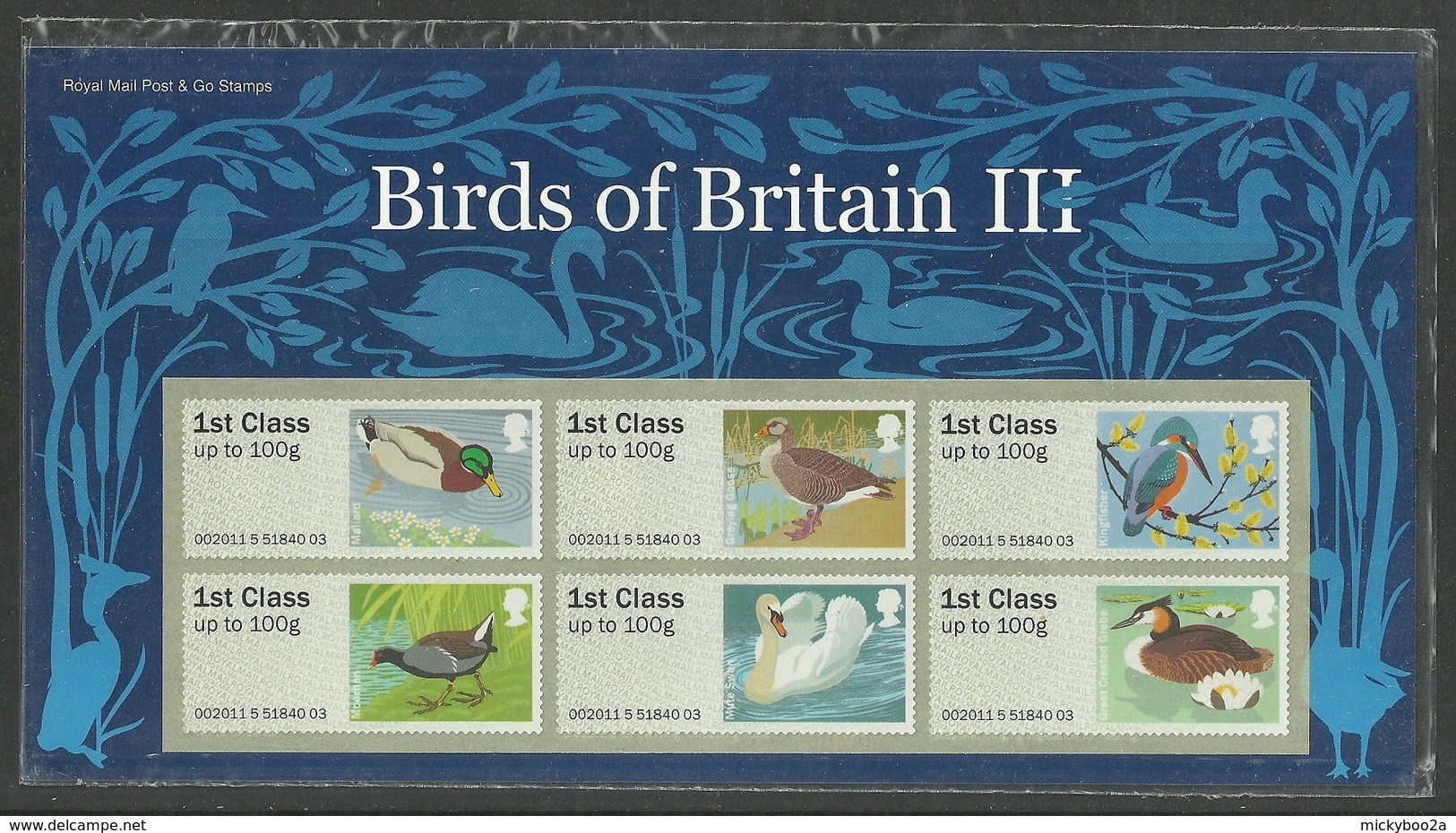 GB 2010 BIRDS POST & GO SWAN KINGFISHER GREBE GOOSE MOORHEN ATM 1ST CLASS MNH - Unused Stamps