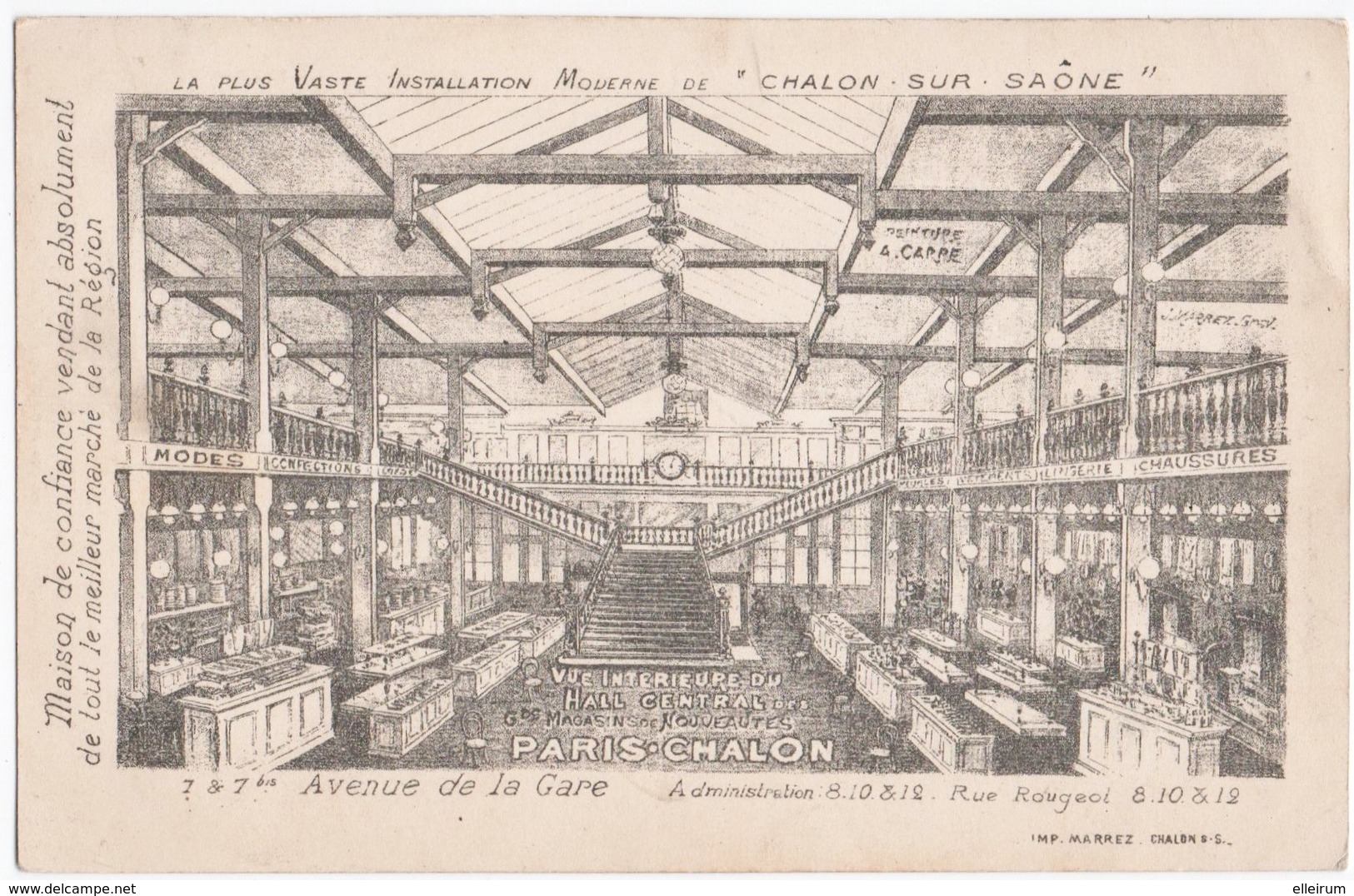 CHALON-sur-SAONE (71) GRANDS MAGASINS De NOUVEAUTES. PARIS-CHALON. AVENUE De La GARE. - Chalon Sur Saone