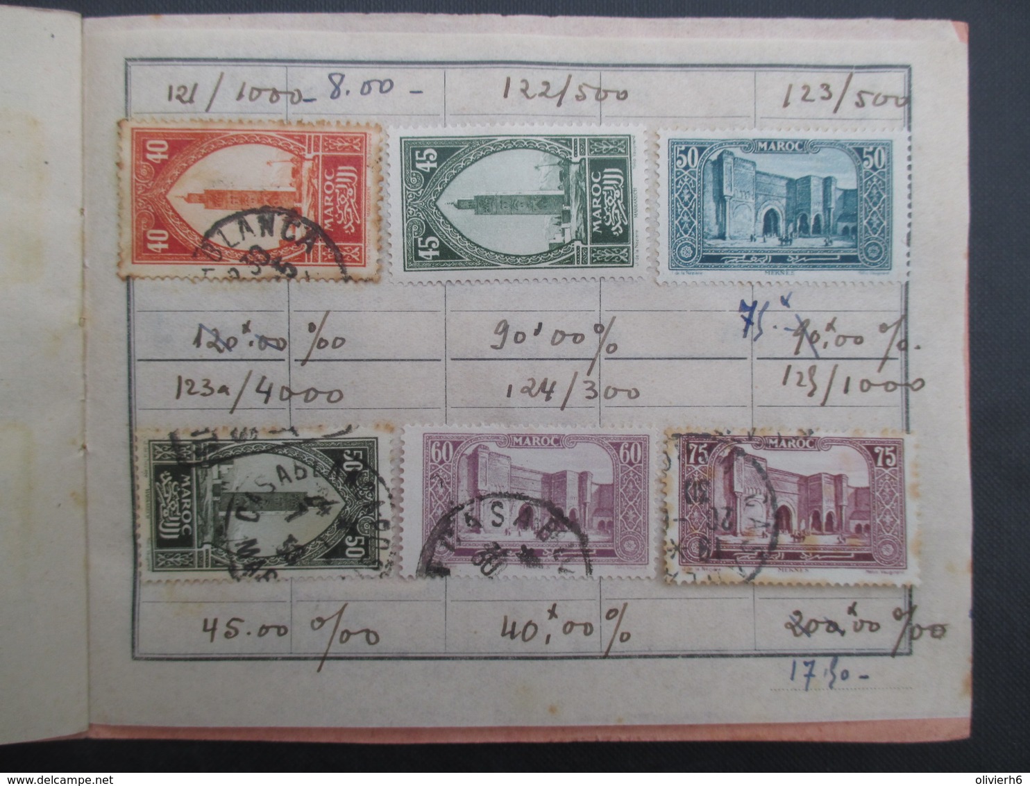 LOT 35 TIMBRES (V1930) MAROC (9 vues) service postal aérien - 10 centimos - autres a voir