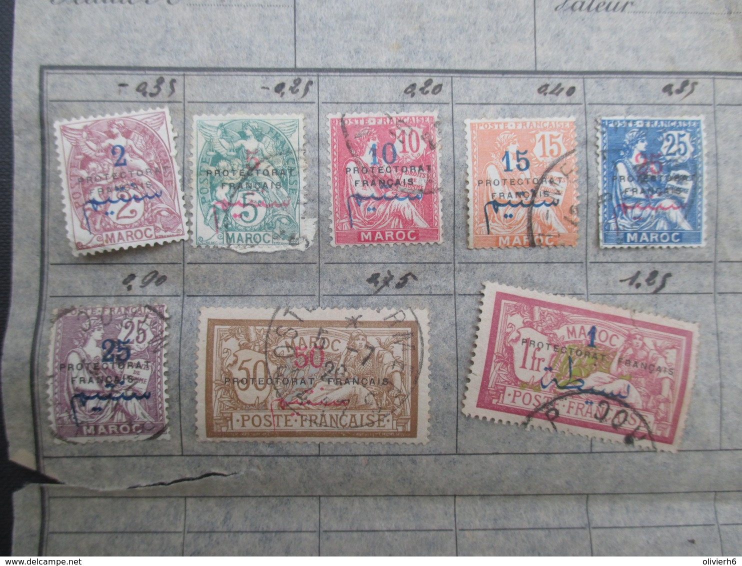 LOT 8 TIMBRES (V1930) MAROC (9 Vues) Protectorat Français 2c, 5c, 10c, 15c, 25c, 25c, 50c Et 1fr A - Autres & Non Classés