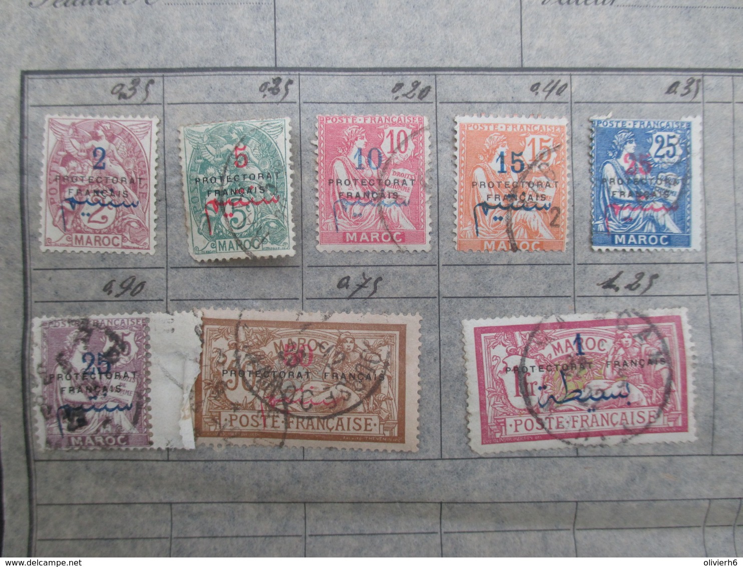 LOT 8 TIMBRES (V1930) MAROC (9 Vues) Protectorat Français 2c, 5c, 10c, 15c, 25c, 25c, 50c Et 1fr B - Andere & Zonder Classificatie