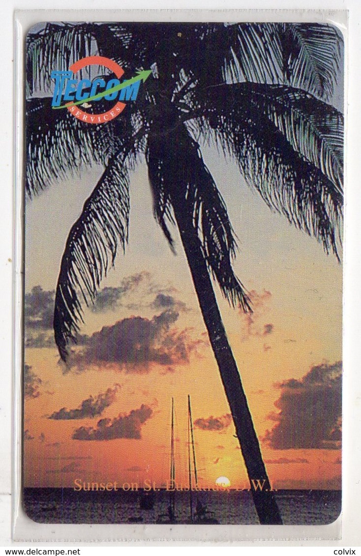 ANTILLES NEERLANDAISES SAINT EUSTACHE REF MV CARDS STAT C5 SUNSET WITH PALMS Année 2000 - Antillen (Niederländische)